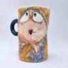 One of a kind pottery cappuccino cup, handmade and hand painted