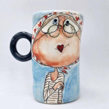 Cute cappuccino cup, handmade and hand painted