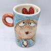 Cute cappuccino cup, handmade and hand painted