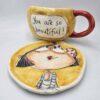 Pottery tea cup handmade with stoneware clay