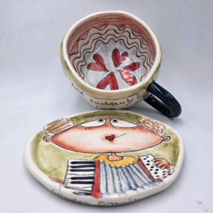 Pottery tea cup handmade with stoneware clay