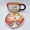 Pottery tea cup handmade with stoneware clay