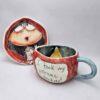 Handmade and hand painted stoneware tea cup