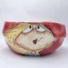 Cute stoneware salad bowl, handmade and hand painted