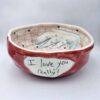 Cute stoneware salad bowl, handmade and hand painted