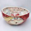 Cute stoneware salad bowl, handmade and hand painted