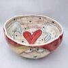 Cute stoneware salad bowl, handmade and hand painted
