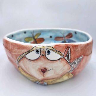 Unique pottery salad bowl, handmade and hand painted