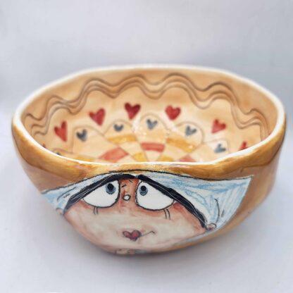 18cm ceramic salad bowl, handmade and hand painted