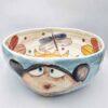 18cm ceramic salad bowl, handmade and hand painted