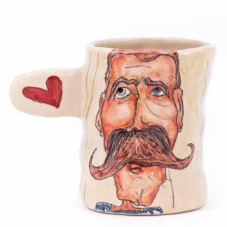 Unique ceramic mug for coffee, art and pottery lovers. Handmade and hand painted with love, made with top quality stoneware clay and food safe glaze.