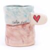 Unique ceramic mug for coffee, art and pottery lovers. Handmade and hand painted with love, made with top quality stoneware clay and food safe glaze.
