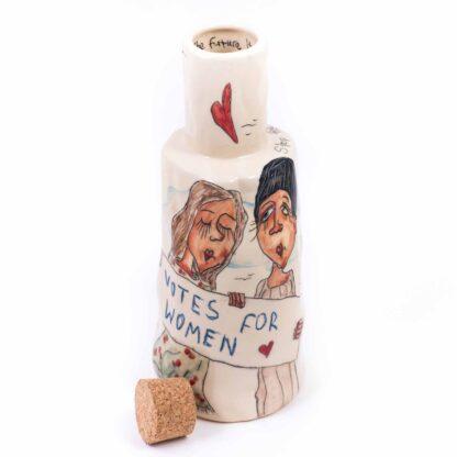 Cute pottery bottle with cork, 1250 ml capacity, handmade with premium stoneware clay