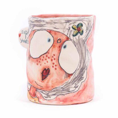 Hand painted pottery mug